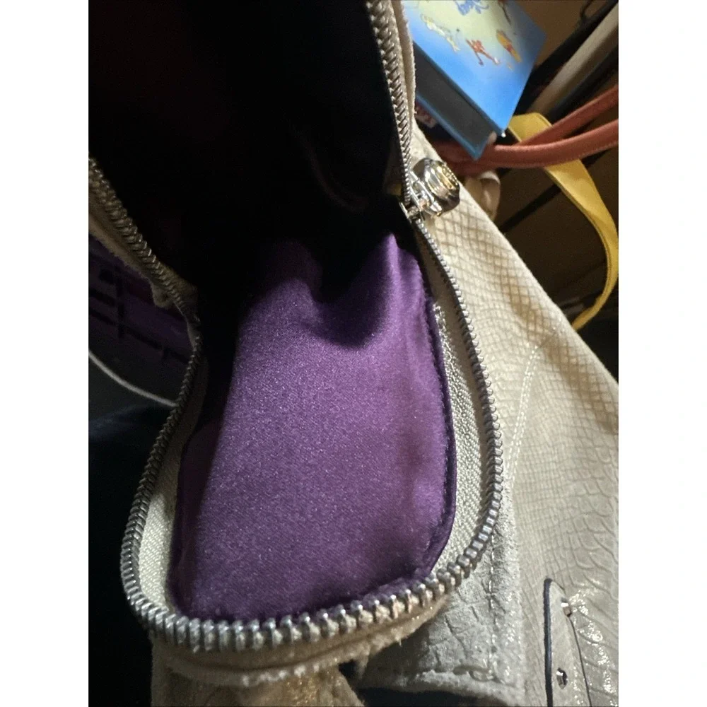 MAKOWSKY BEIGE faint, Green, Silver Tone-Accents, leather/suede SHOULDER/HANDBAG